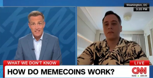 In a call live on CNN to discuss how memecoins work